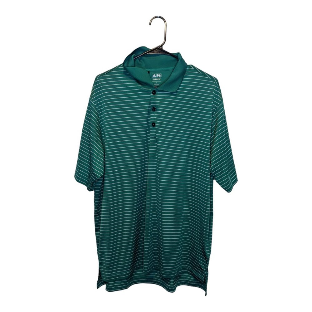 Adidas Climalite Men's Golf Polo Shirt Green Striped Size L